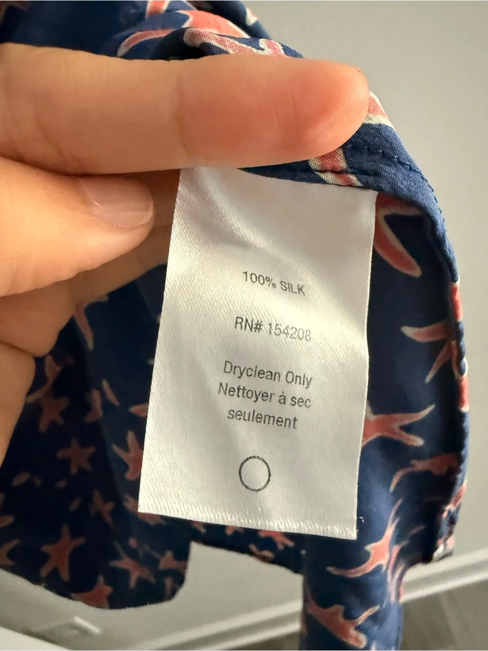 HVN Navy Summer Starfish Print 100% Silk Dress